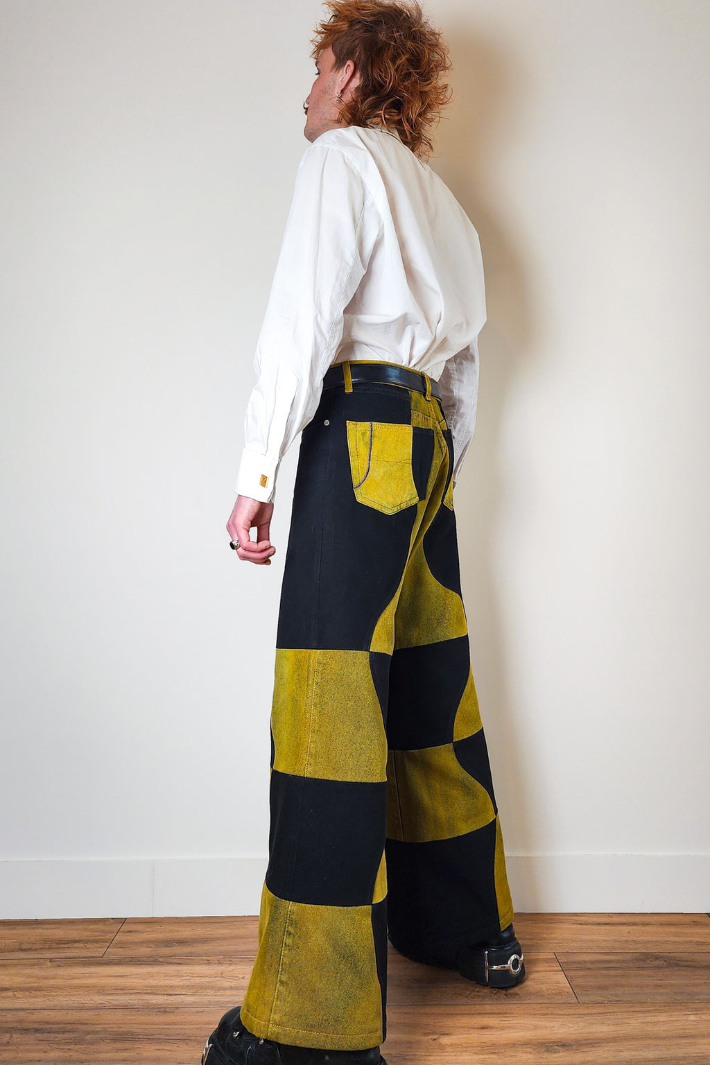 V-Wave Checker Jeans — Black & Sulfur Edition